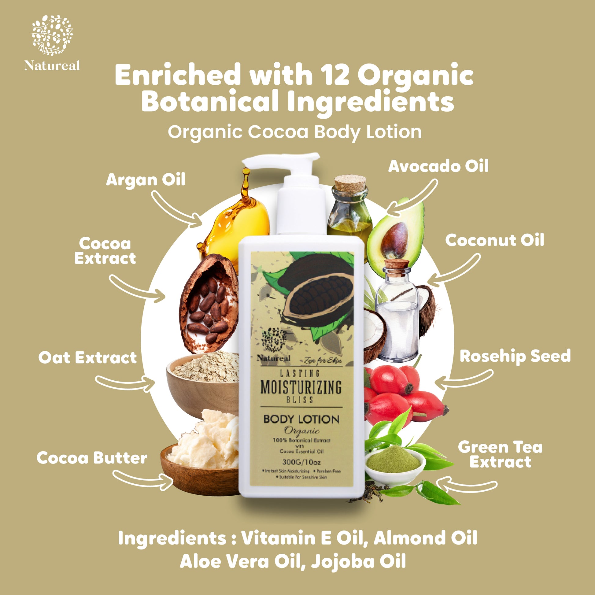 Natureal Organic Cocoa Butter Deep Hydration & Repair Body Lotion | 300ML - Natureal