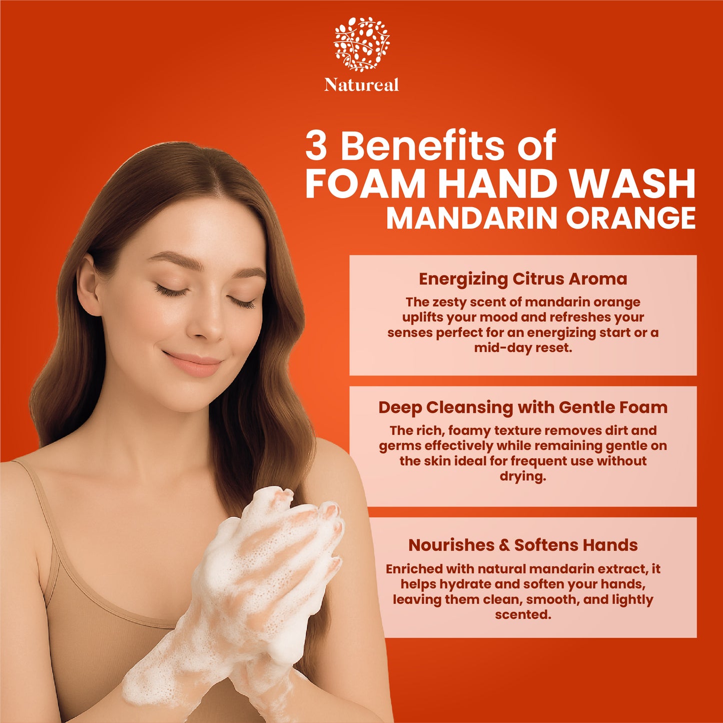 Natureal Organic Mandarin Orange Foam Hand Wash | 450ml - Natureal