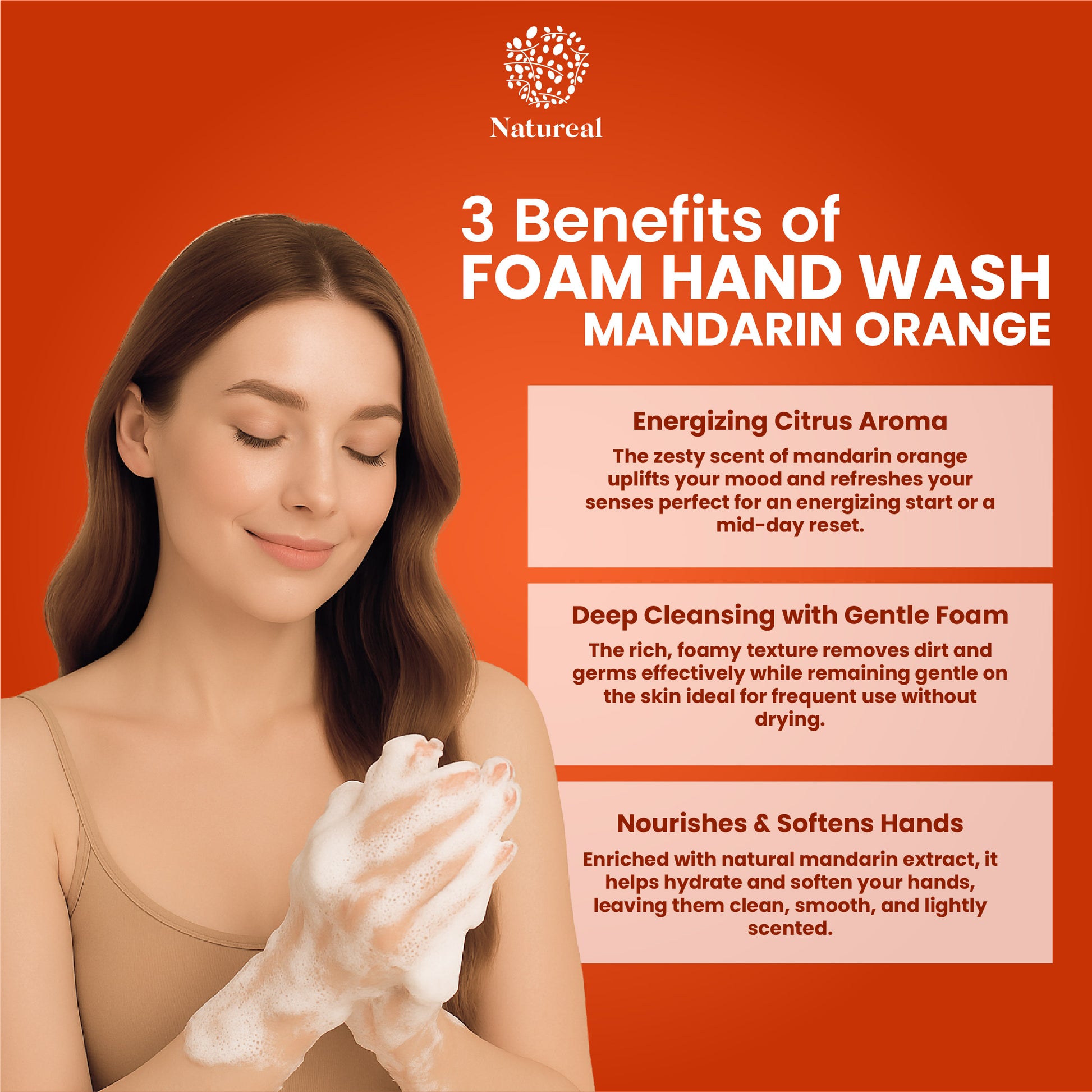Natureal Organic Mandarin Orange Foam Hand Wash | 450ml - Natureal