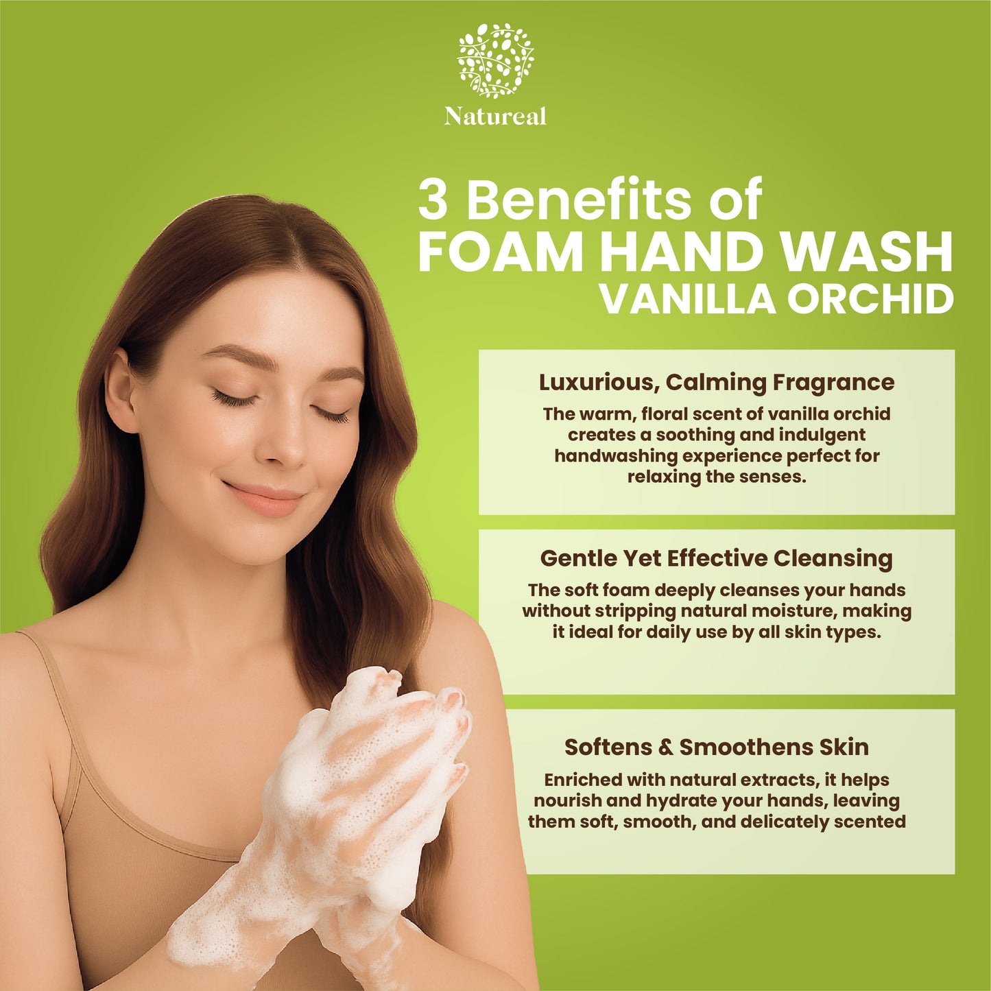 Natureal Organic Madagascar Vanilla Orchid Foam Hand Wash | 450ml - Natureal