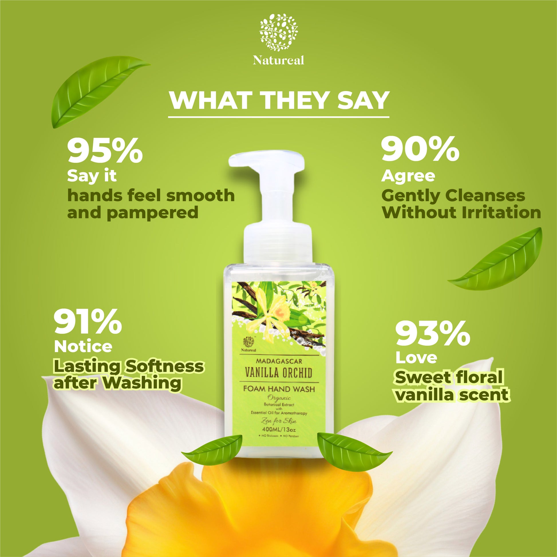 Natureal Organic Madagascar Vanilla Orchid Foam Hand Wash | 450ml - Natureal