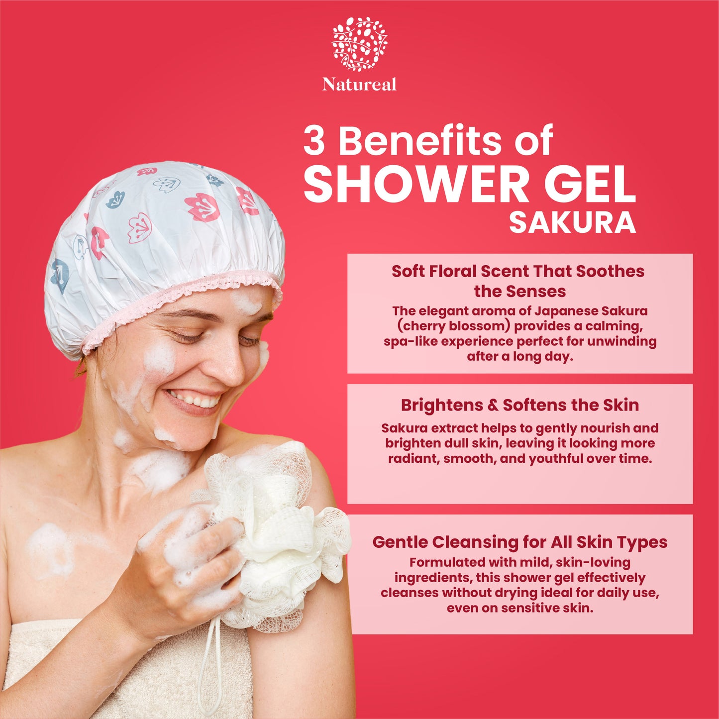 Natureal Organic Japanese Sakura Hydrating Shower Gel 500ML - Natureal