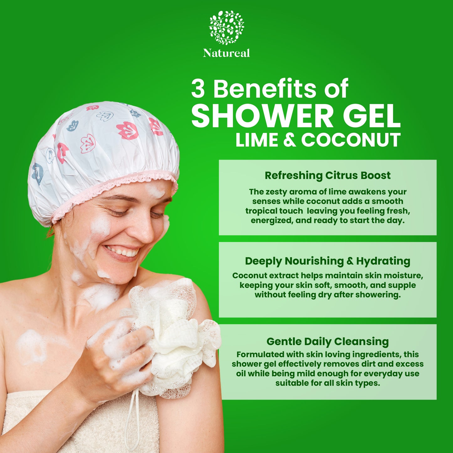 Natureal Organic Mexican Lime & Coconut Energizing Shower Gel 500ML - Natureal