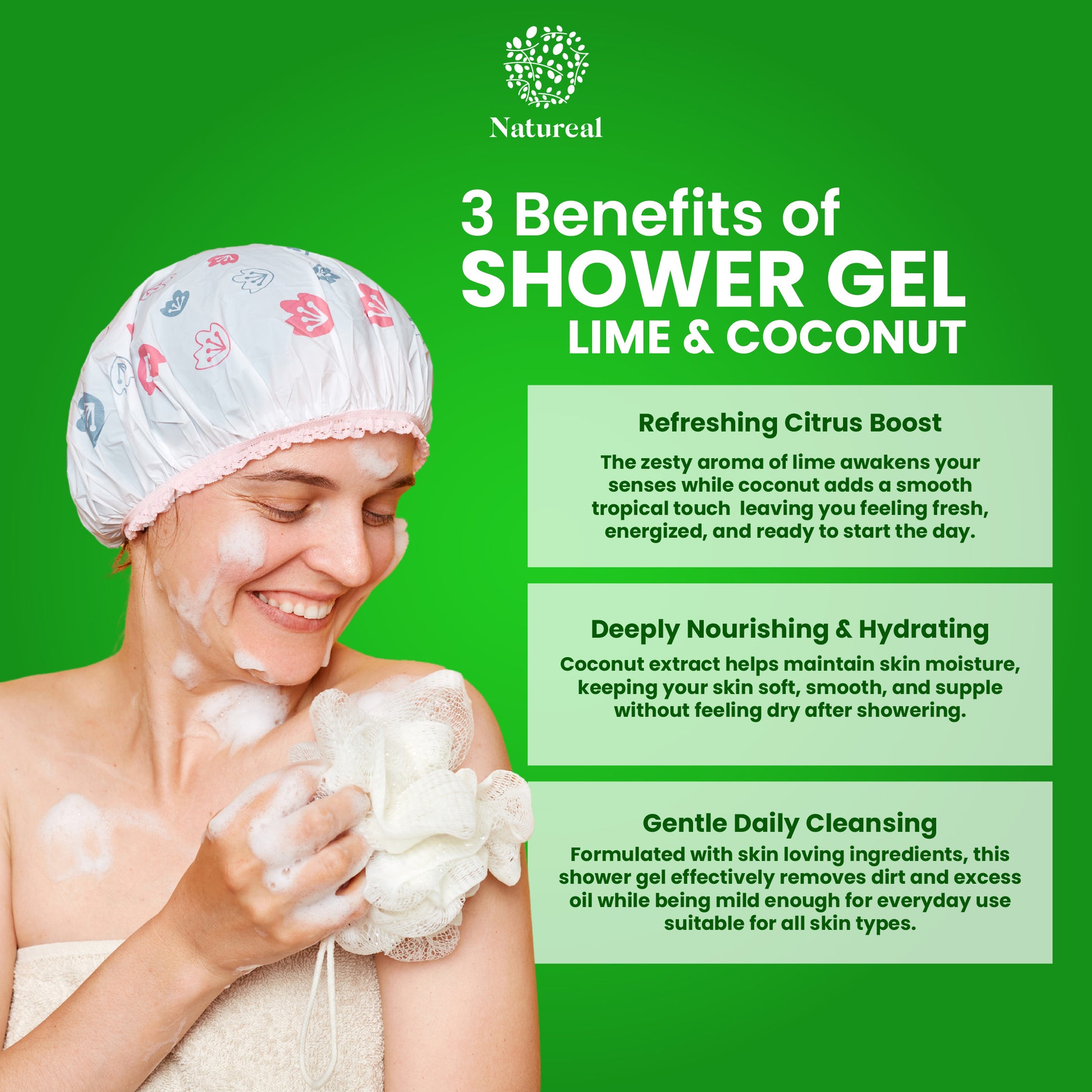 Natureal Organic Mexican Lime & Coconut Energizing Shower Gel 500ML - Natureal