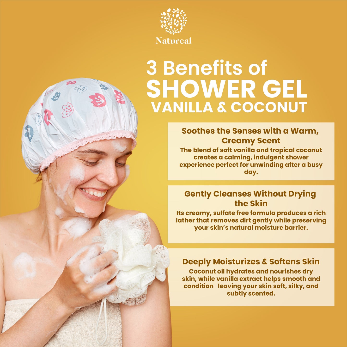 Natureal Organic Madagascar Vanilla & Coconut Moisturizing Shower Gel 500ML - Natureal