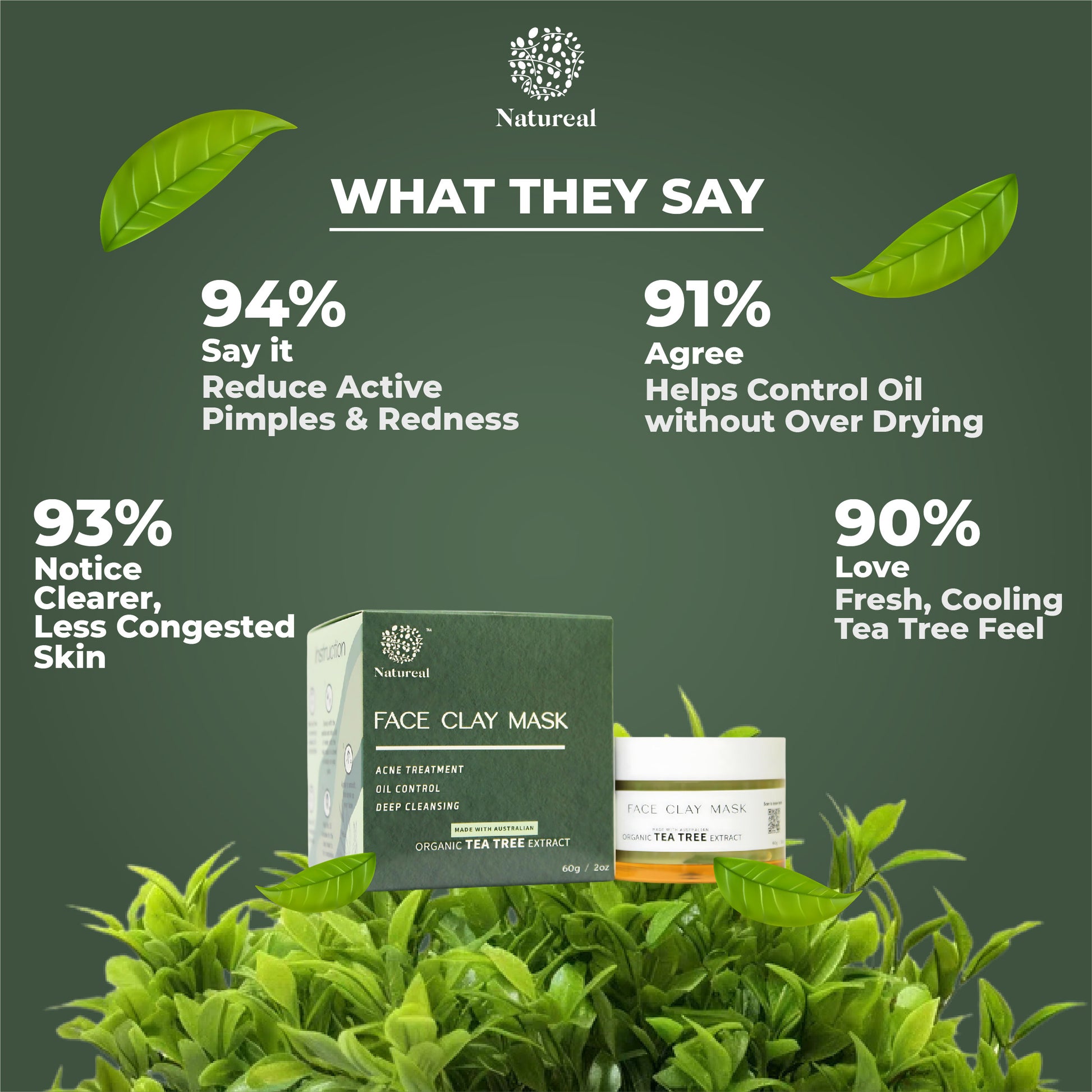 Natureal Organic Australian Tea Tree Clay Mask 60g - Natureal