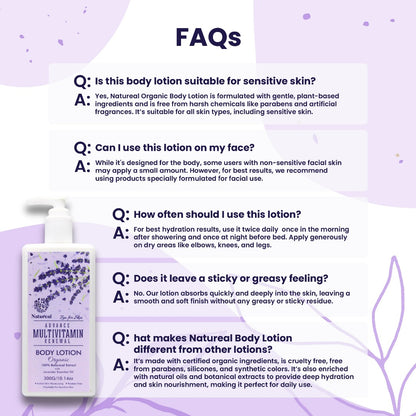 Natureal Organic Lavender Multivitamin Calming & Nourishing Body Lotion | 300G - Natureal