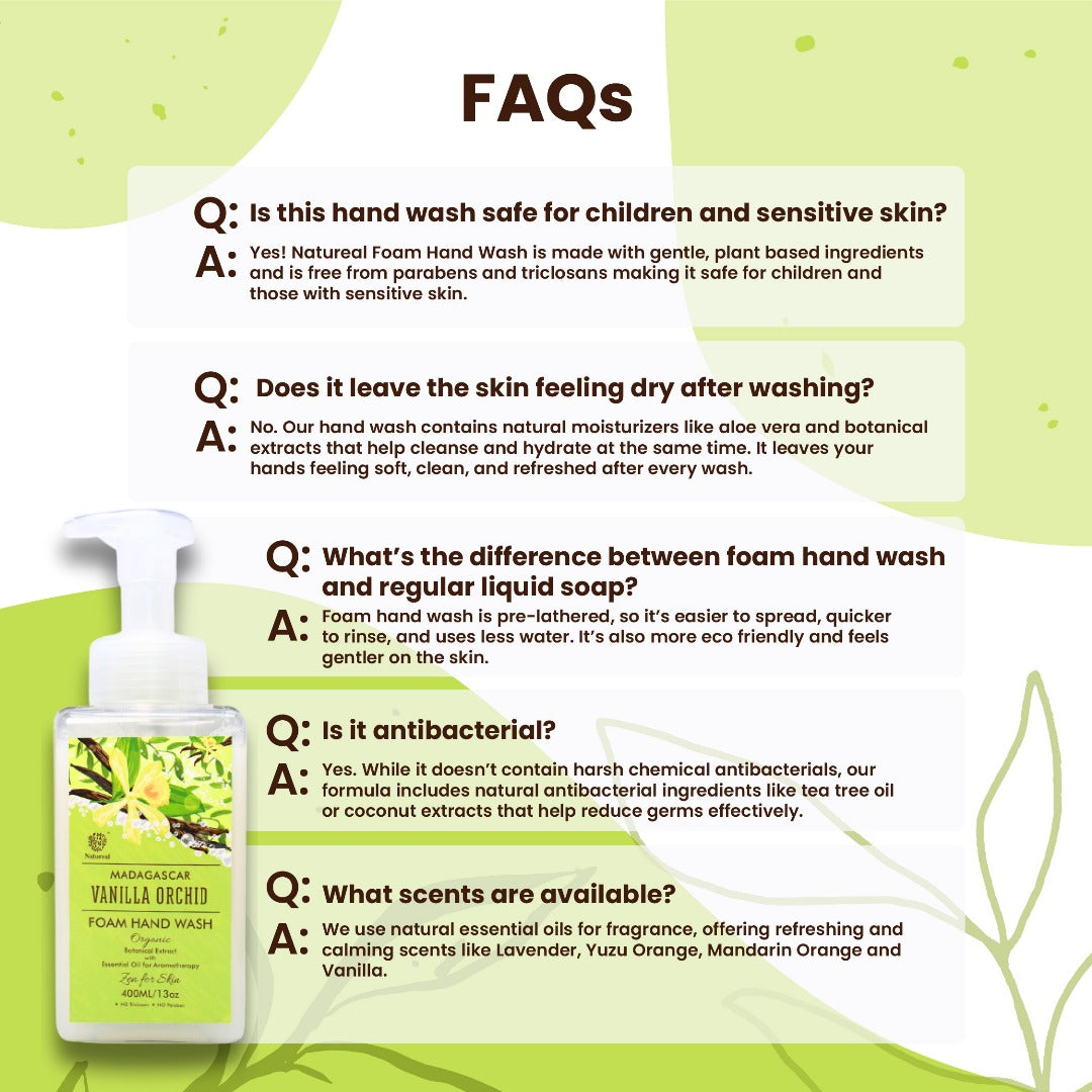 Natureal Organic Madagascar Vanilla Orchid Foam Hand Wash | 450ml - Natureal