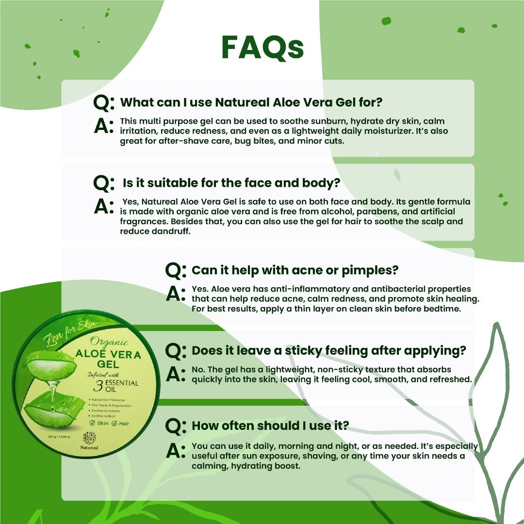 Multipurpose Organic Aloe Vera Gel Instant Relief Gel Suitable for Sensitive Skin 300g