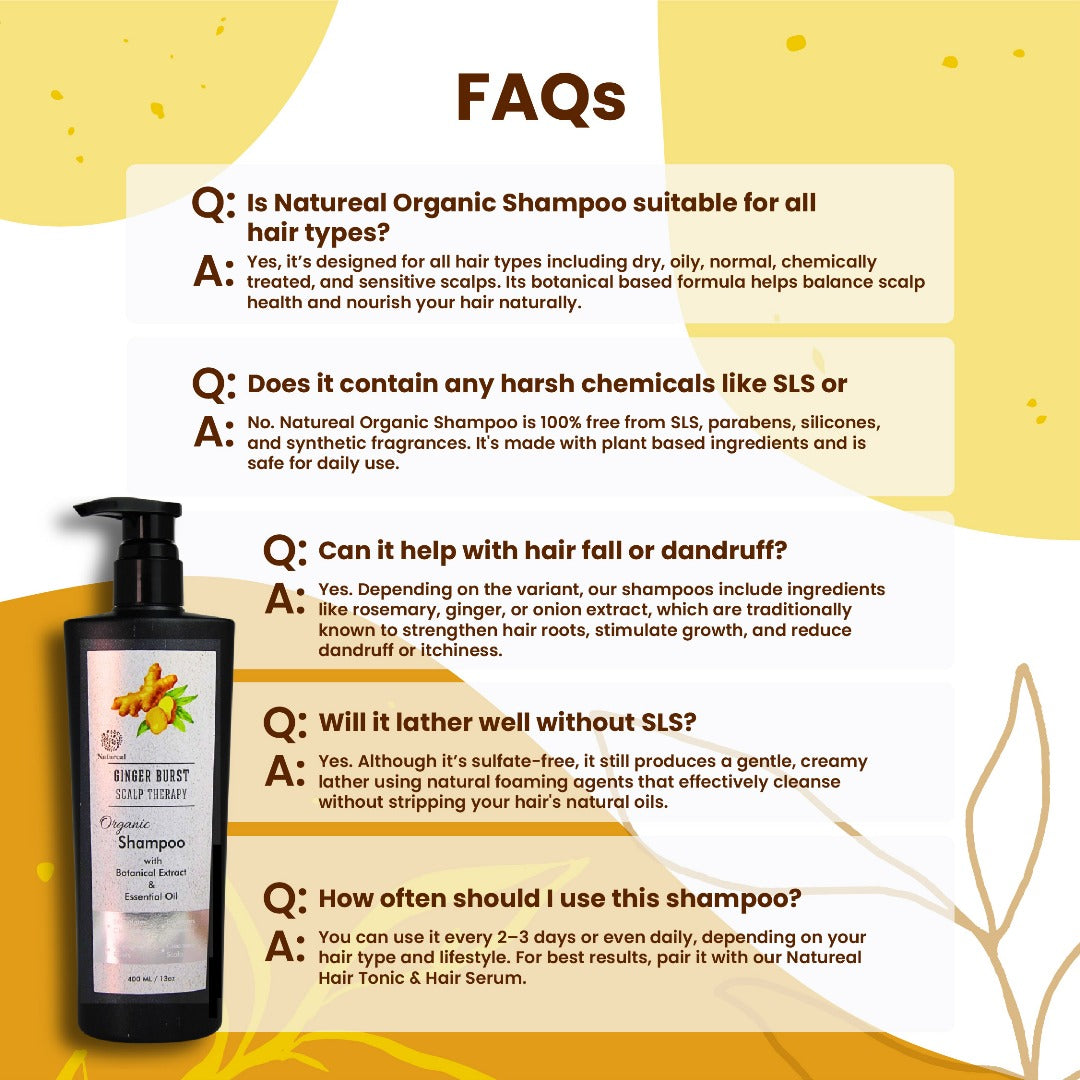 Natureal Organic Ginger Scalp Therapy Shampoo | 400ml - Natureal