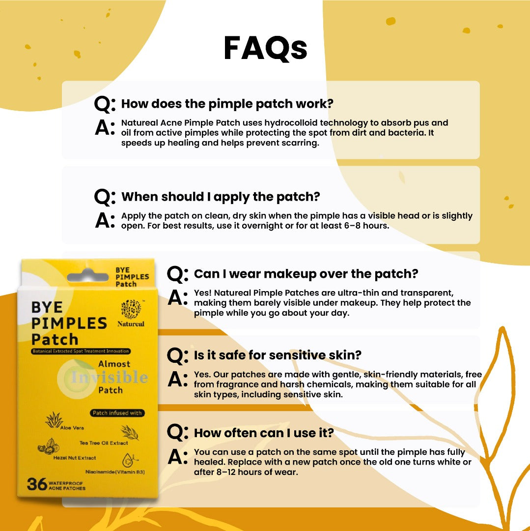 Botanical Extract Bye-Pimple Patch Organic Spot Treatment Invisible and Waterproof Acne Patch - Natureal