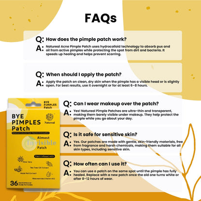 Botanical Extract Bye-Pimple Patch Organic Spot Treatment Invisible and Waterproof Acne Patch - Natureal