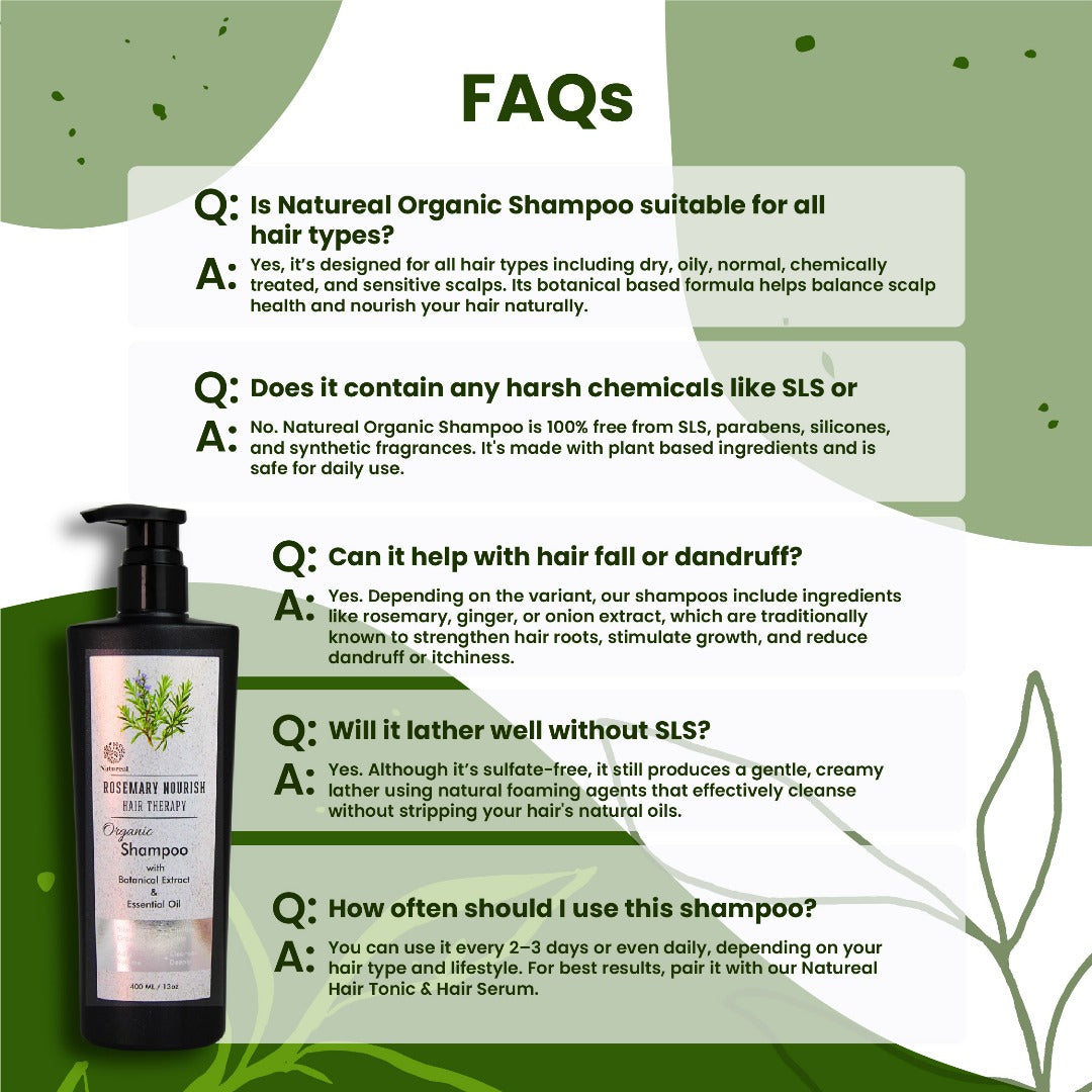 Natureal Organic Rosemary Hair Therapy Shampoo | 400ml - Natureal