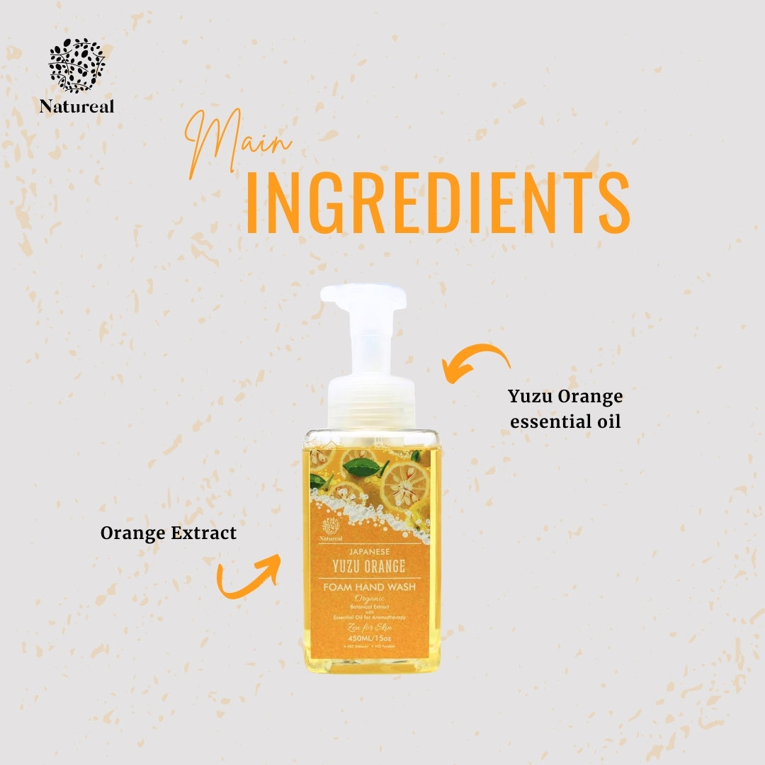 Natureal Organic Japanese Yuzu Orange Foam Hand Wash | 450ml - Natureal