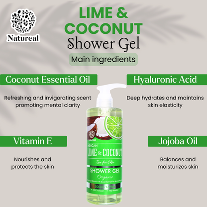 NATUREAL MEXICAN LIME & COCONUT ORGANIC SHOWER GEL 500ML