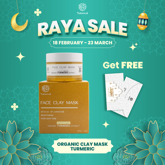 Natureal Organic Indian Turmeric Clay Mask 60g for Brightening and Even Skin Tone - Natureal