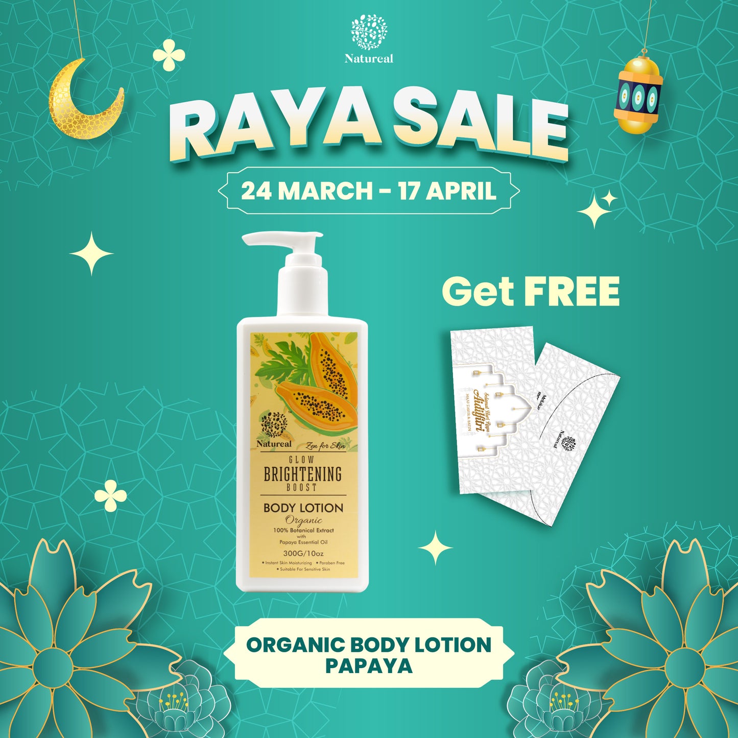 Natureal Organic Papaya Brightening Glow Body Lotion 300G - Natureal