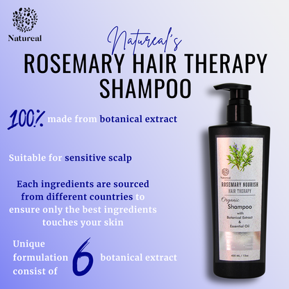 Natureal Organic Rosemary Hair Therapy Shampoo | 400ml - Natureal