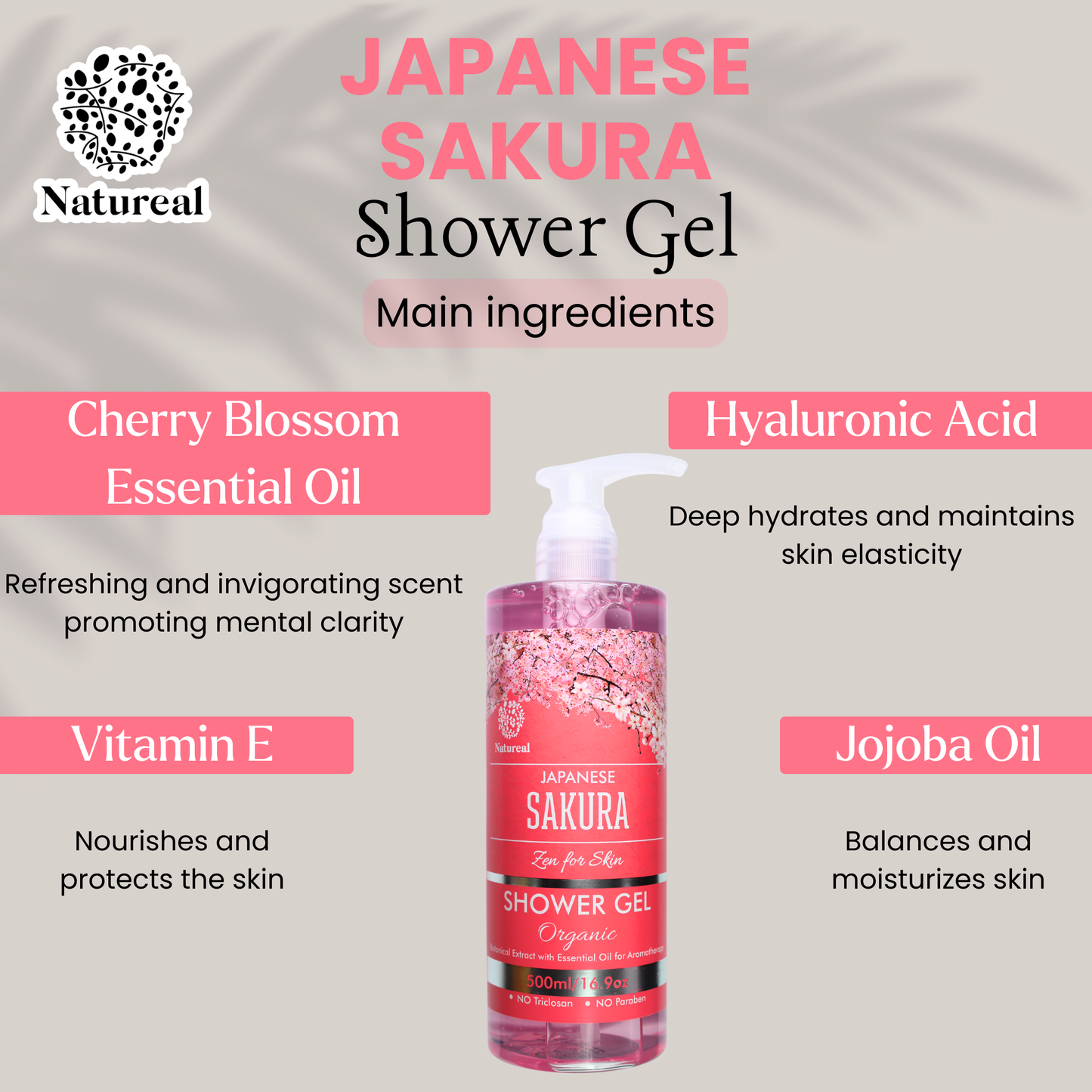 Natureal Japanese Sakura Organic Shower Gel | 500ML