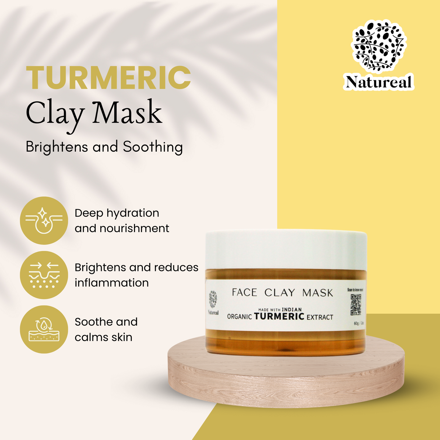 Natureal Organic Turmeric Clay Mask | 60G