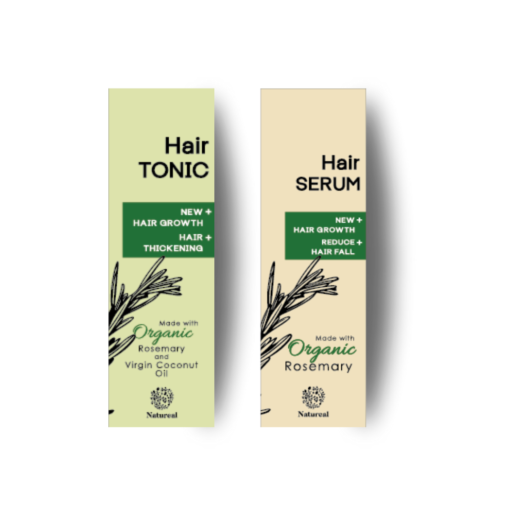 Organic Rosemary Hair Growth Revival Set | Bundle Hair Tonic and Serum - Natureal