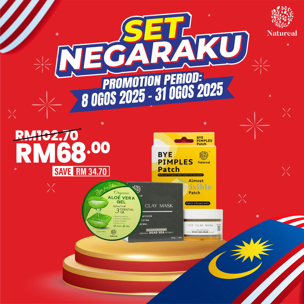 [PROMO MERDEKA] Natureal Set Negaraku – Skincare Set (Clay Mask + Aloe Vera Gel + Pimple Patch) - Natureal
