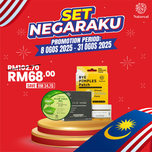 [PROMO MERDEKA] Natureal Set Negaraku – Skincare Set (Clay Mask + Aloe Vera Gel + Pimple Patch) - Natureal