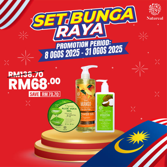 [PROMO MERDEKA] Natureal Set Bunga Raya – Bodycare Bundle (Shower Gel + Lotion + Aloe Vera Gel) - Natureal