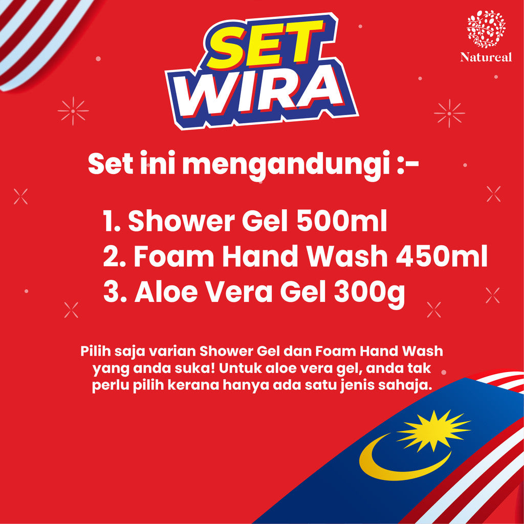 [PROMO MERDEKA] Natureal Set Wira – Clean & Fresh Combo (Shower Gel + Hand Wash + Aloe) - Natureal