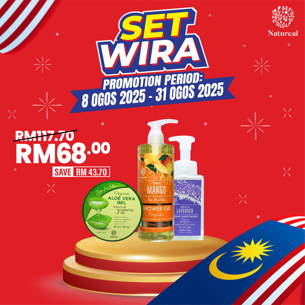 [PROMO MERDEKA] Natureal Set Wira – Clean & Fresh Combo (Shower Gel + Hand Wash + Aloe) - Natureal