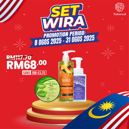 [PROMO MERDEKA] Natureal Set Wira – Clean & Fresh Combo (Shower Gel + Hand Wash + Aloe) - Natureal