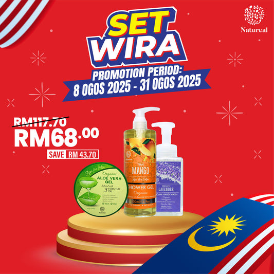 [PROMO MERDEKA] Natureal Set Wira – Clean & Fresh Combo (Shower Gel + Hand Wash + Aloe) - Natureal