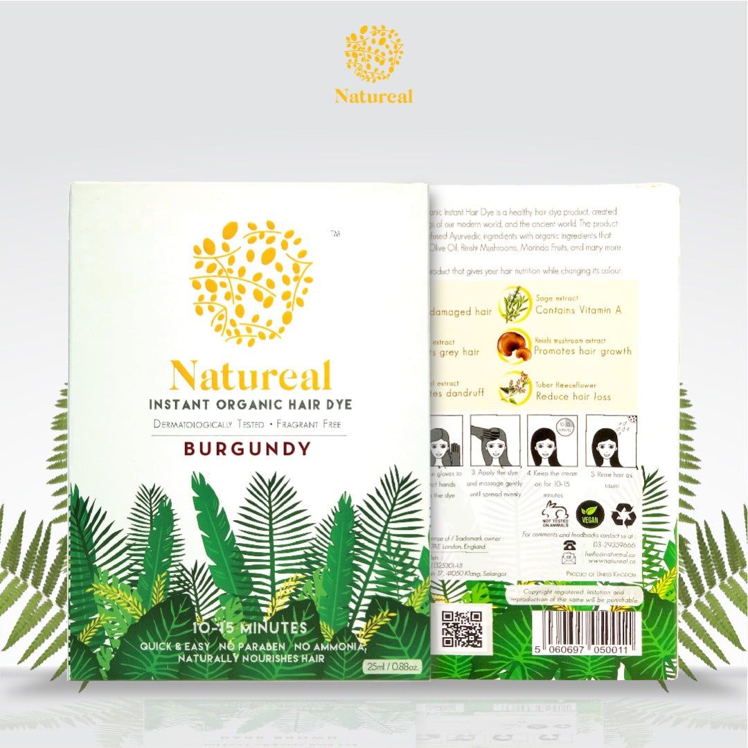 Natureal Instant Organic Hair Dye (Dark Brown) (2x25ml) - Natureal